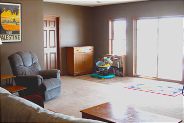 Family room in finished basement