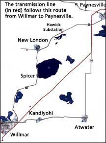 Map of powerline route