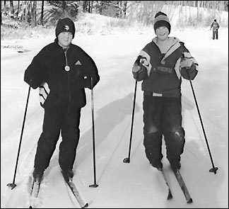 Skiing at winter camp