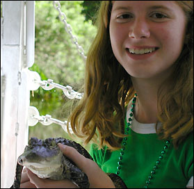 Student with baby alligator