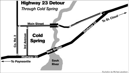 Highway 23 detour in Cold Spring