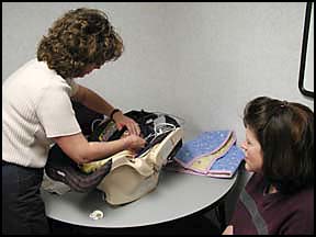 Mom and baby getting hearing test