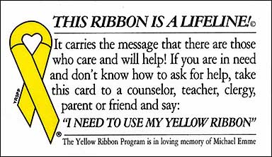 Yellow Ribbon Suicide Prevention Cards