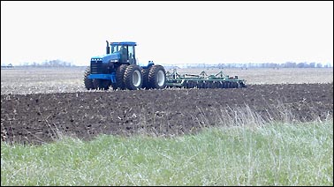 Tractor plowing