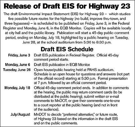 EIS Draft time table