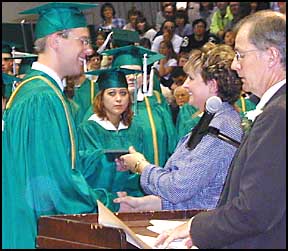 Handing out diplomas