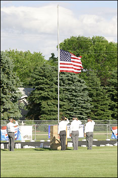 Raising the flag