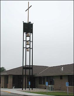 Pay. Lutheran Church's bell tower