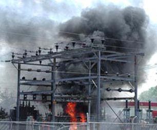 Substation in flames
