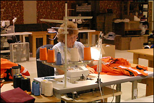 Kathy Knutson sews
