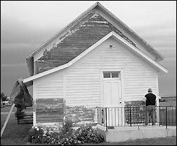 schoolhouse being painted