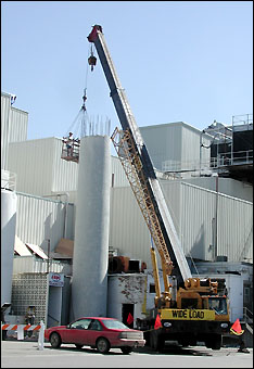 Taking down the old smoke stack