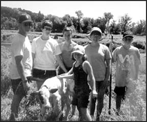 Family with cow