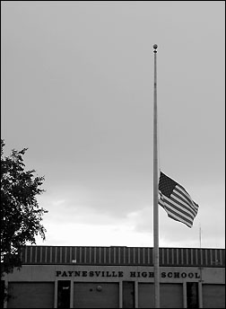 Flag at high school at half mast