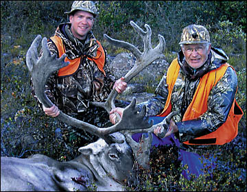 Greg and Mike Hansen with caribou