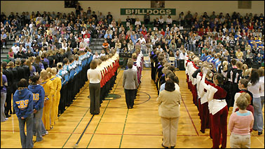 Teams and crowd