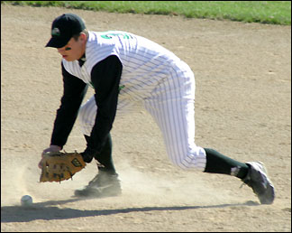Justin Butkofski fielding a grounder