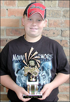 Trent Blonigen holding his trophy 