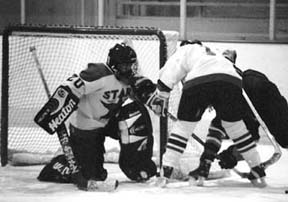 Goalie Trisha Wendlandt makes a save