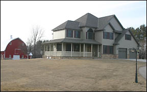 Farm home with barn