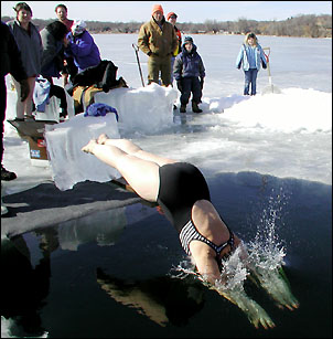 Diving into the lake