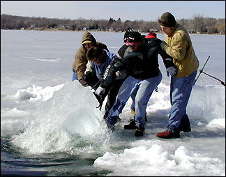 Pulling out ice