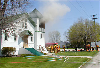 Firemen at back door