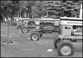 Row of tractors