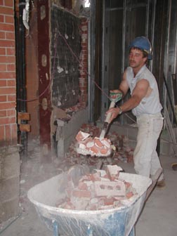 Shoveling bricks