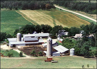 aerial view of the farm