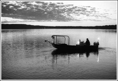 Boat silhouetted