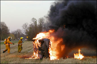 Fire at mock disaster