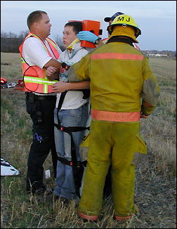 Tyler Wendroth on stretcher