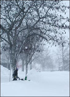 Blowing snow in the snow